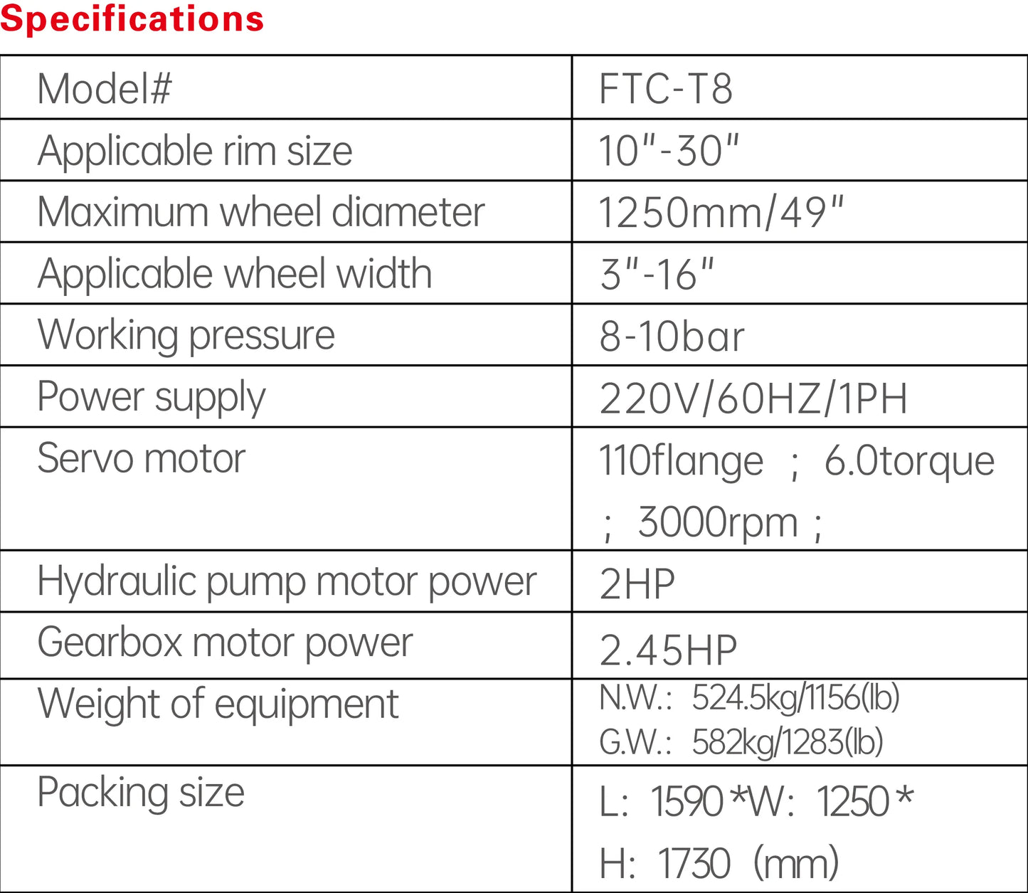 Fortisky FTC-T8 Leverless Center Post Tire Changer - Fully Automatic