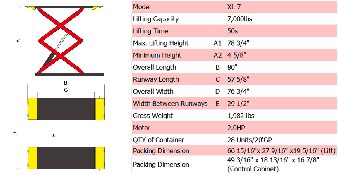 xl-7 specifications