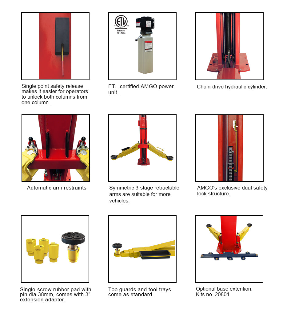 AMGO BP-9 9,000lb Capacity Two Post Lift