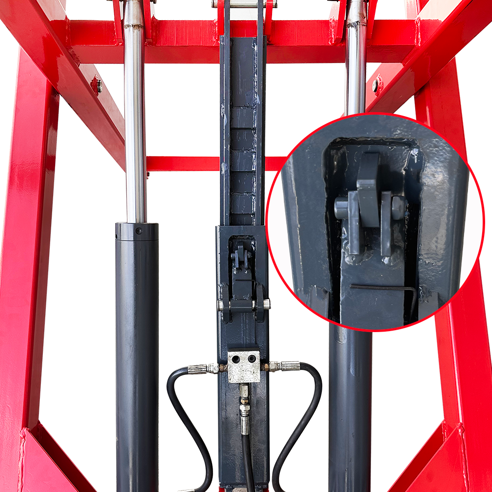 close up of Katool KT-X66 Mid Rise Scissor Lift  hydraulic cylinders