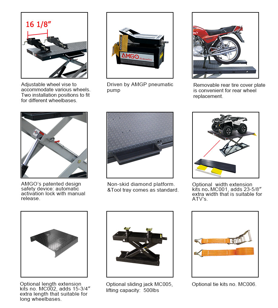 AMGO MC-1200P ATV & Motorcycle Lift