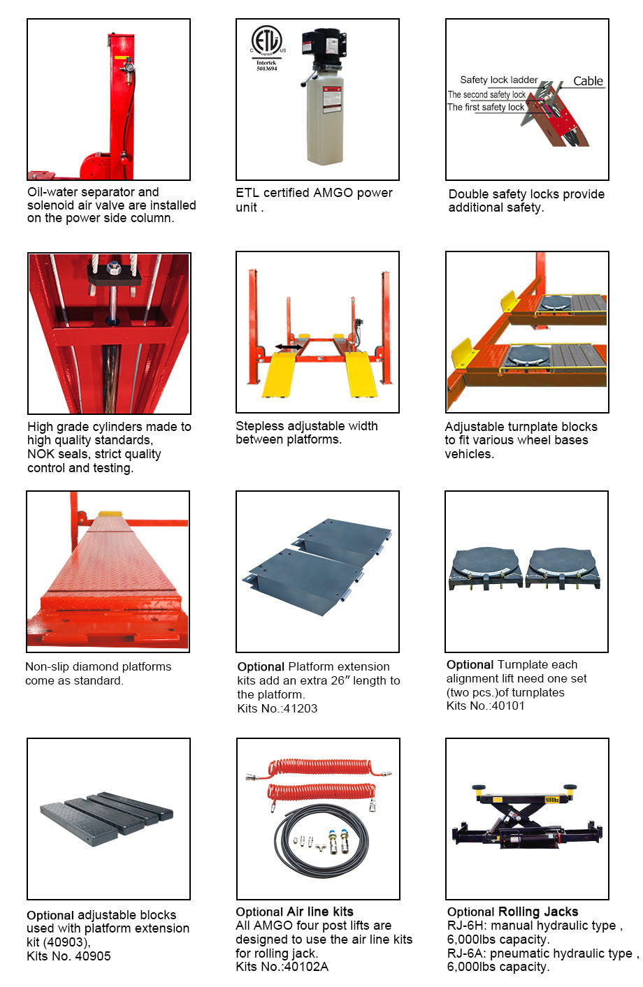 AMGO PRO-12A 12,000lb Alignment Four Post Lift