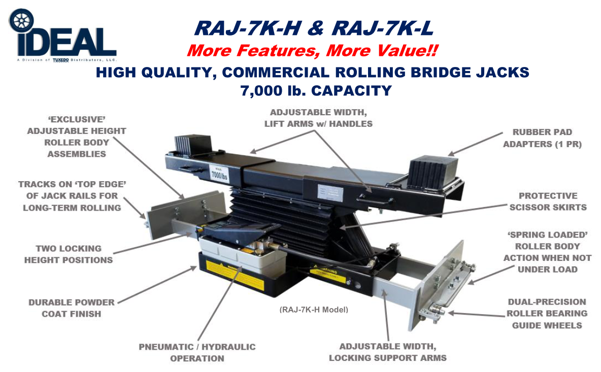 iDEAL RAJ-7K-L Rolling Air Jack 7,000lb Capacity