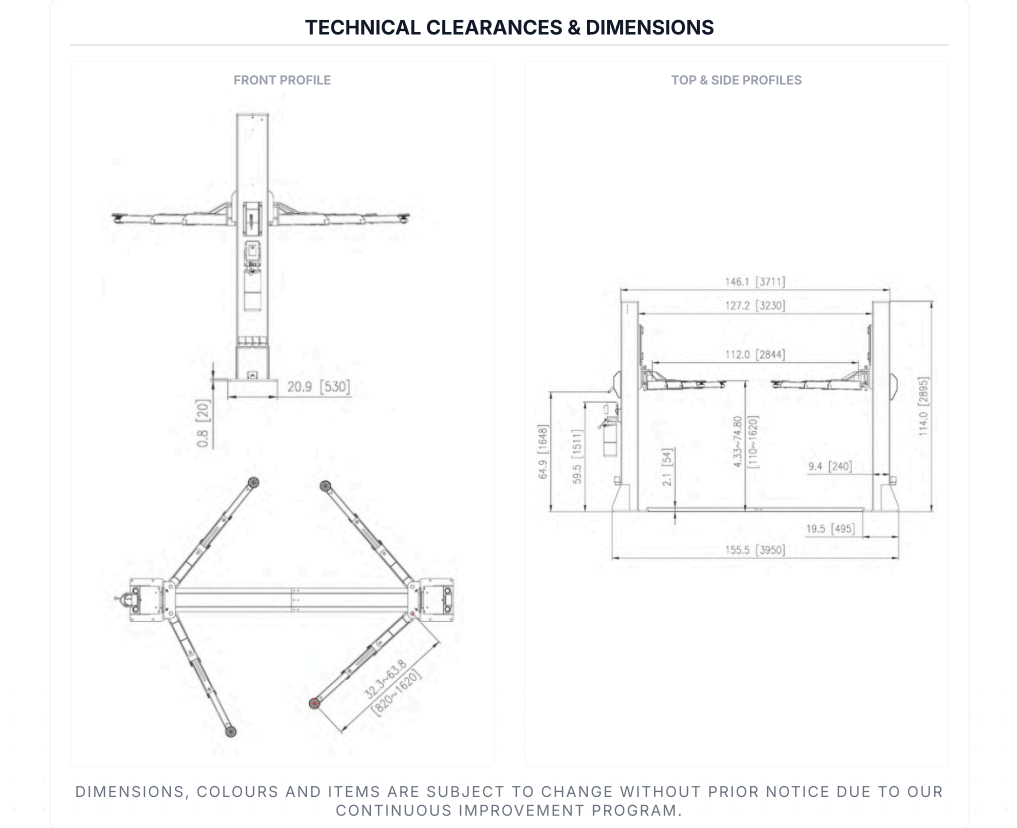 Daytona LTPF12 12,000LB Capacity Baseplate Two Post Lift diagrams
