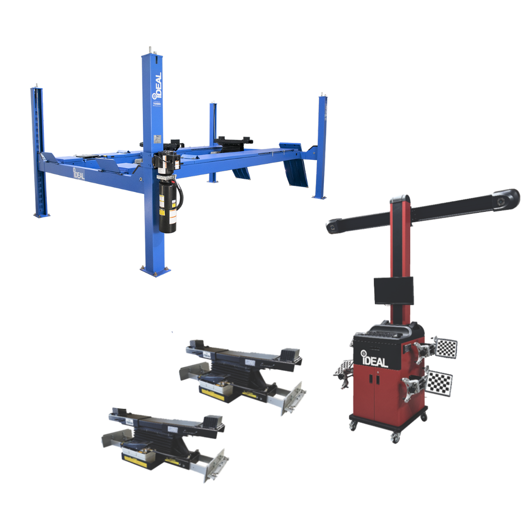 FP14KAC-X alignment lift combo with rolling air jack and iwa-2000 wheel aligner machine