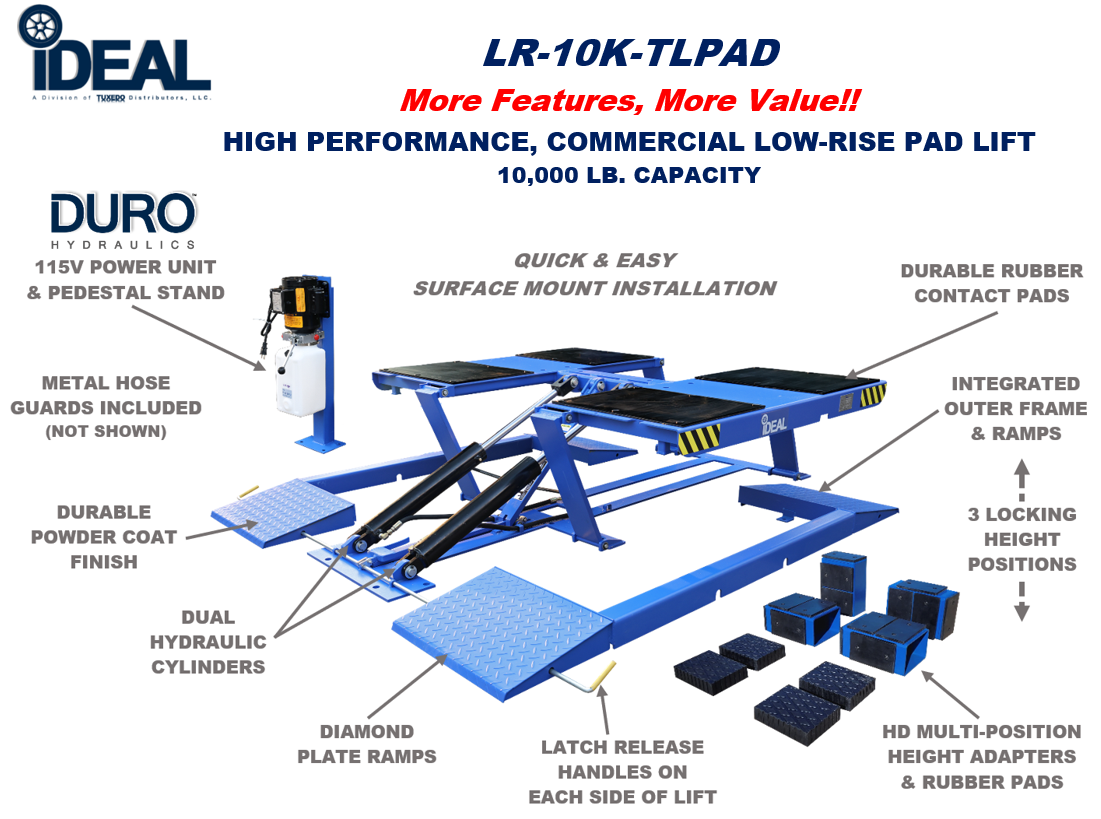 iDEAL LR-10K-TLPAD 10,000lb Low Rise Pad Lift
