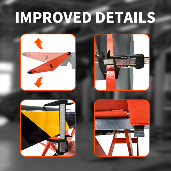 Collage of improved details with a focus on measurement tools and orange equipment.