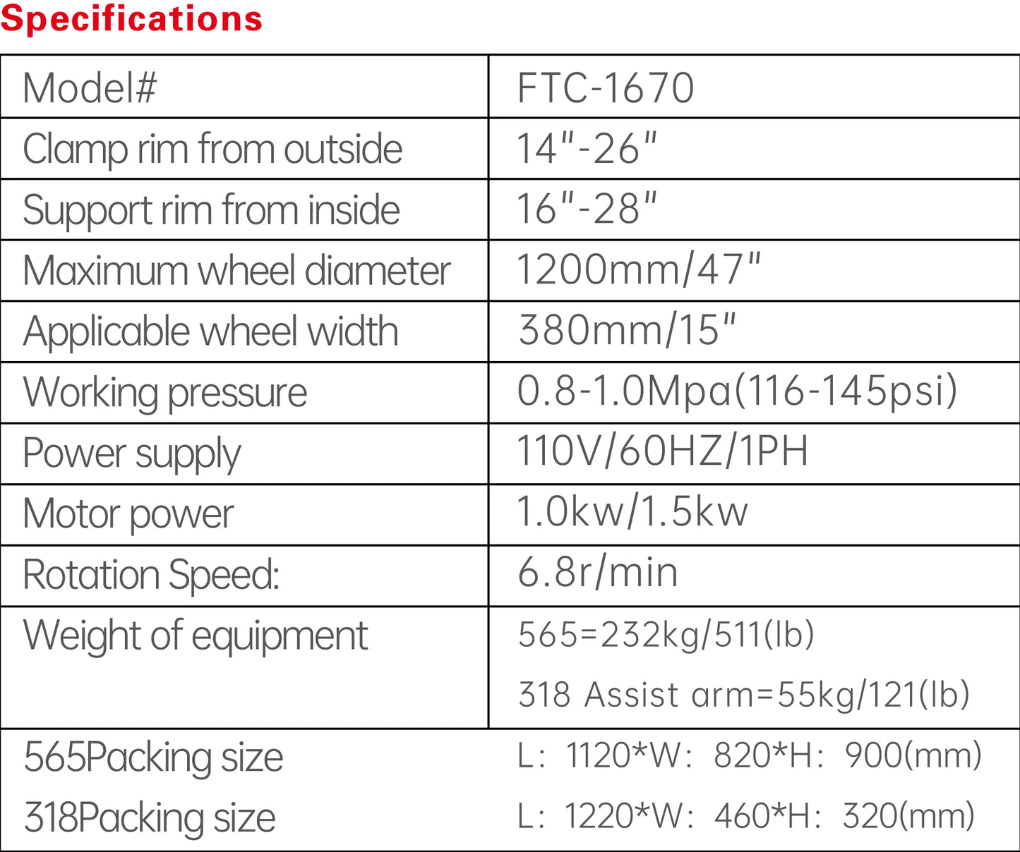 Fortisky FTC-1670 Tilt Back Tire Changer