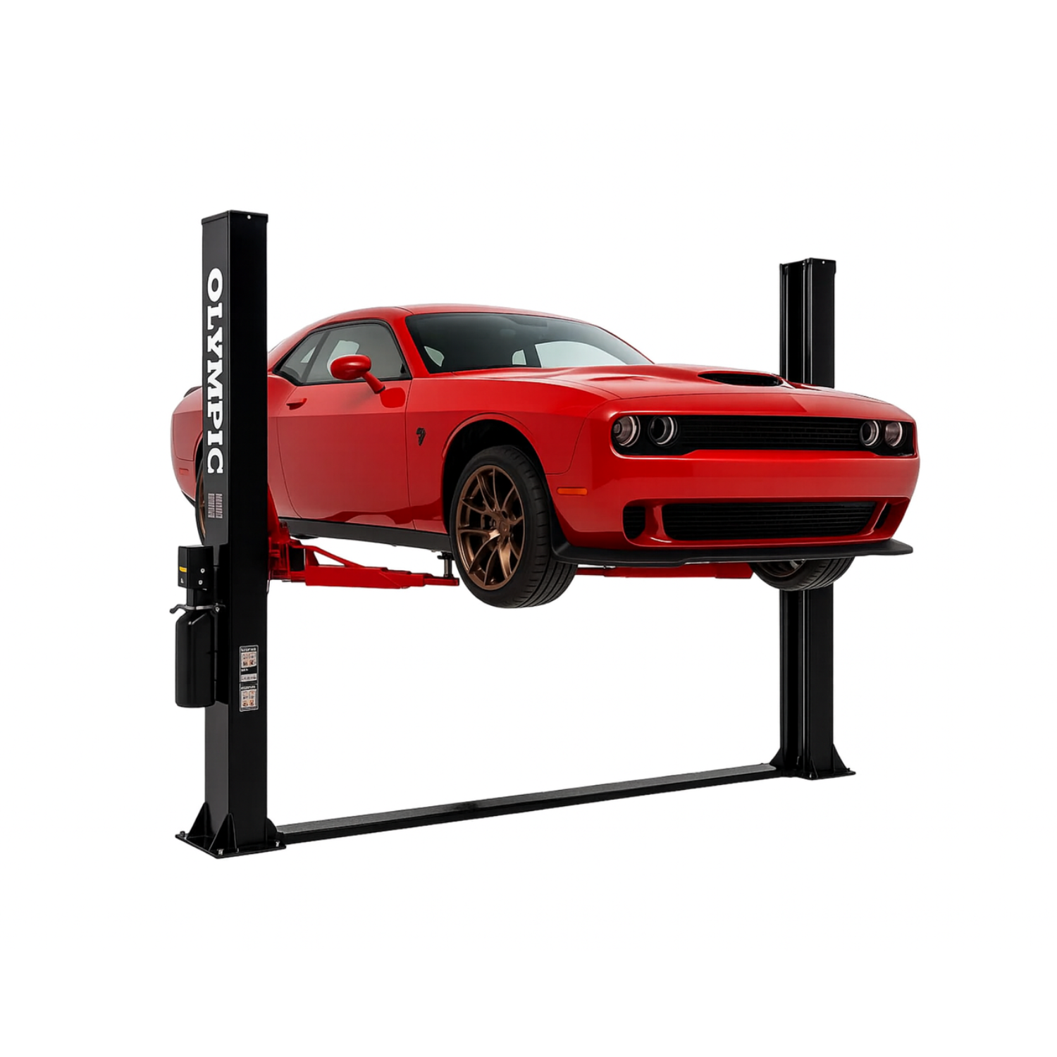 Olympic 2PBP-8 8,000-lb Base Plate 2-Post Lift - Symmetric Arms