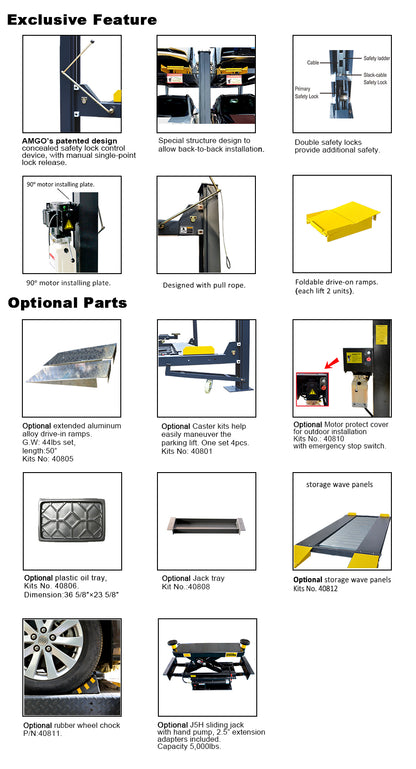 AMGO 408-HP 8,000lb Four Post Lift