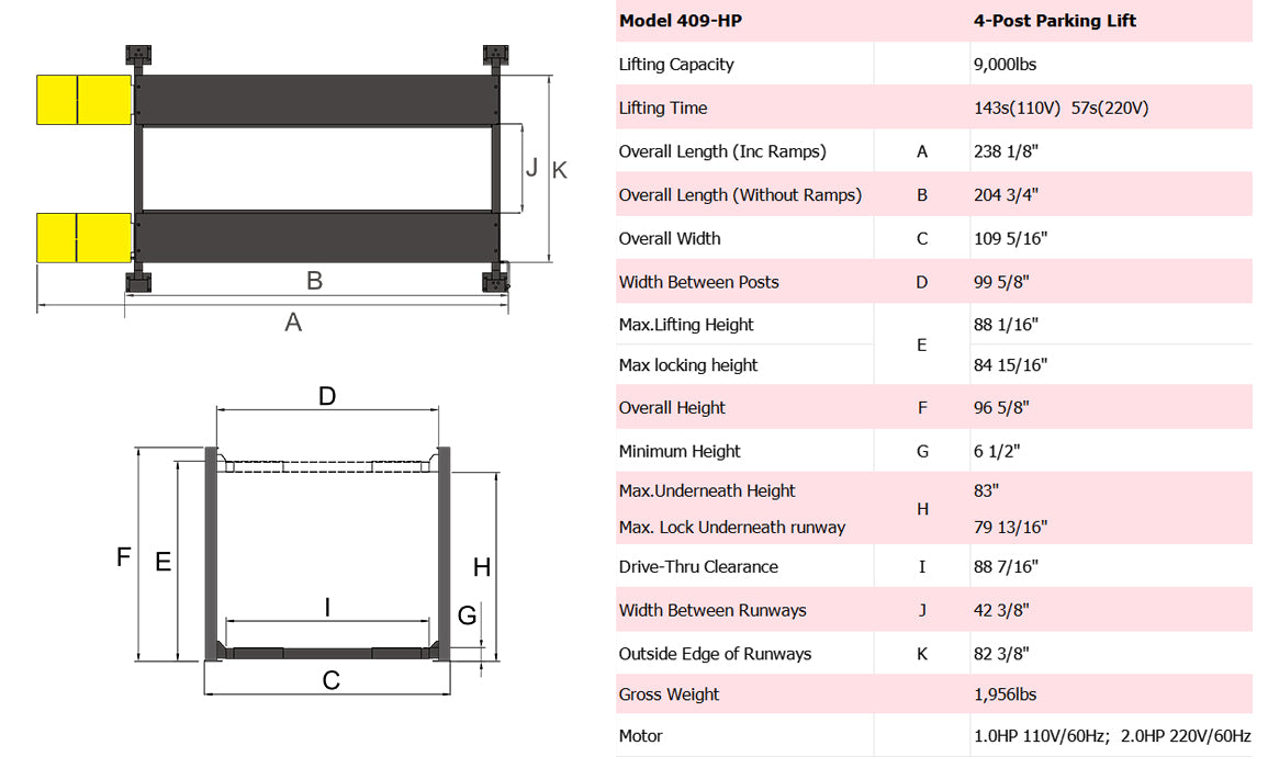 amgo four post lift specifications