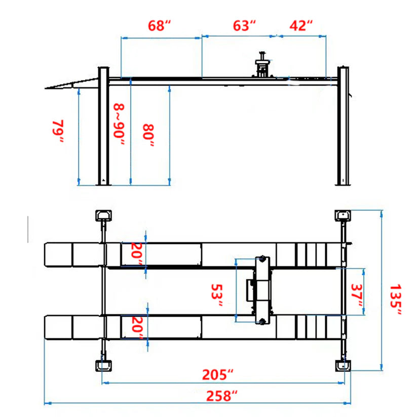 KATOOL KT-4H120X 12,000 lbs. Four Post Alignment Lift