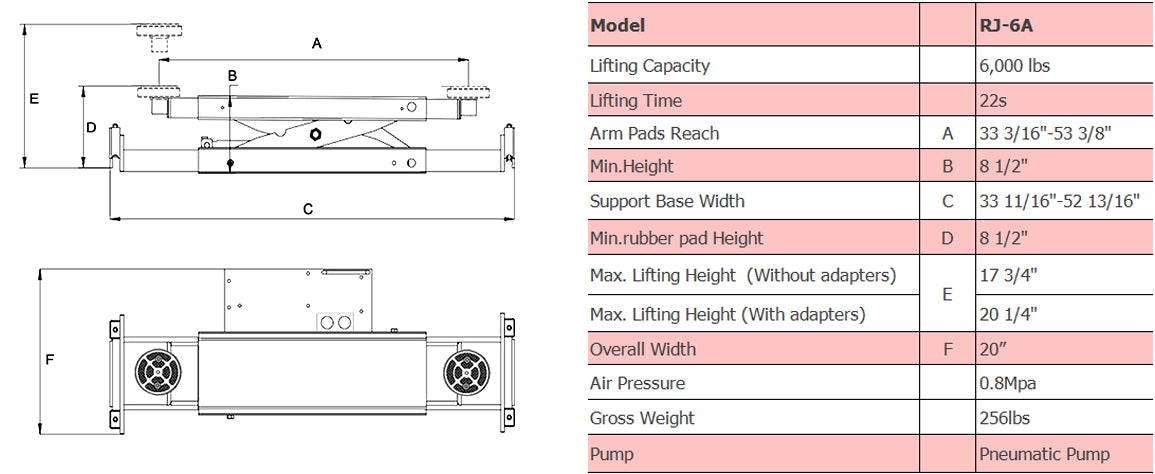 AMGO RJ-6A 6,000lb Rolling Jack
