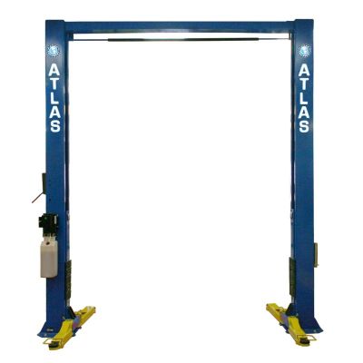 Atlas OHX10000X Commercial Grade Extra Tall 2 Post Lift 10,000 lb. Capacity with the Atlas logo on the columns