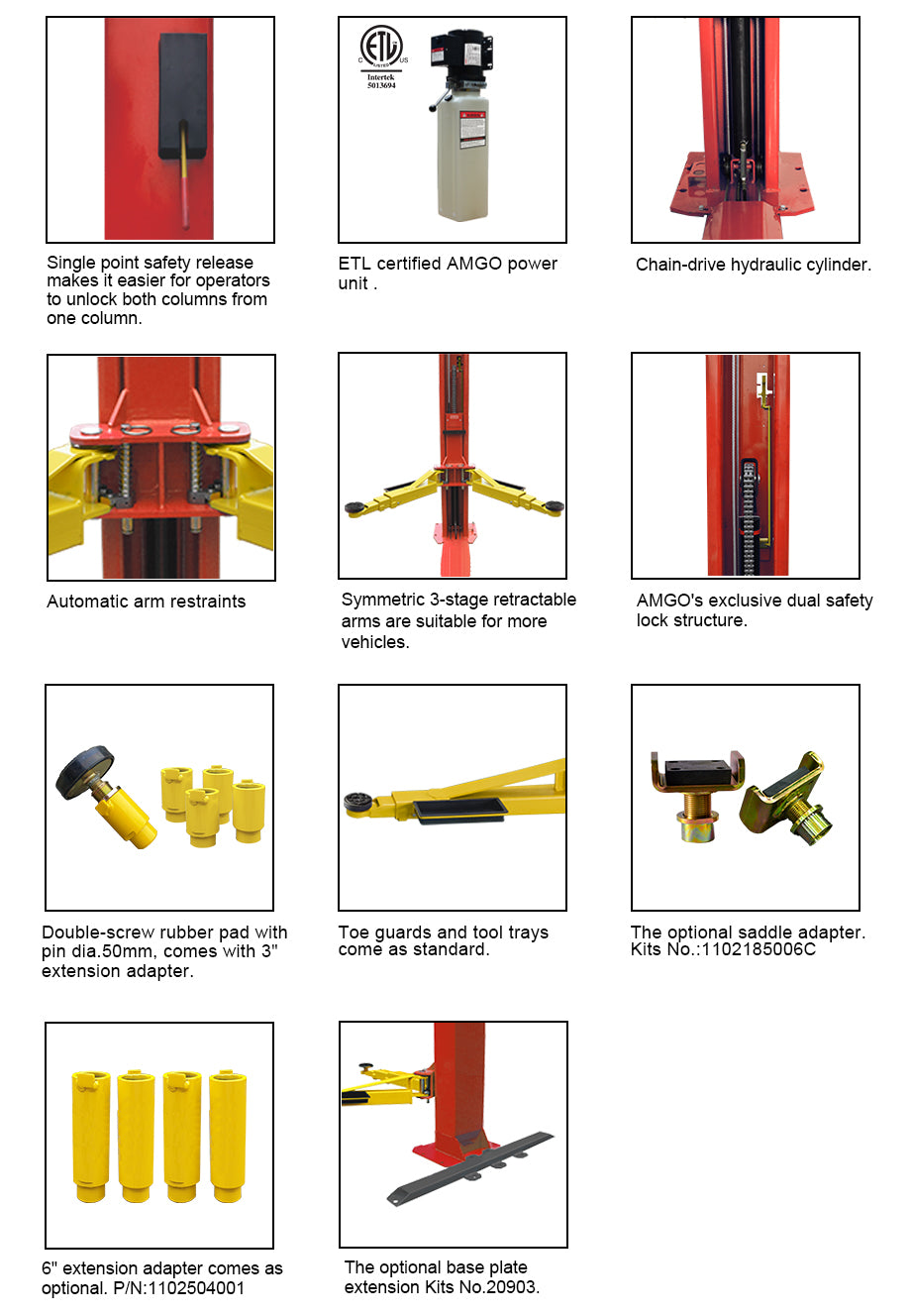 AMGO BP-10 10,000lb Two Post Lift