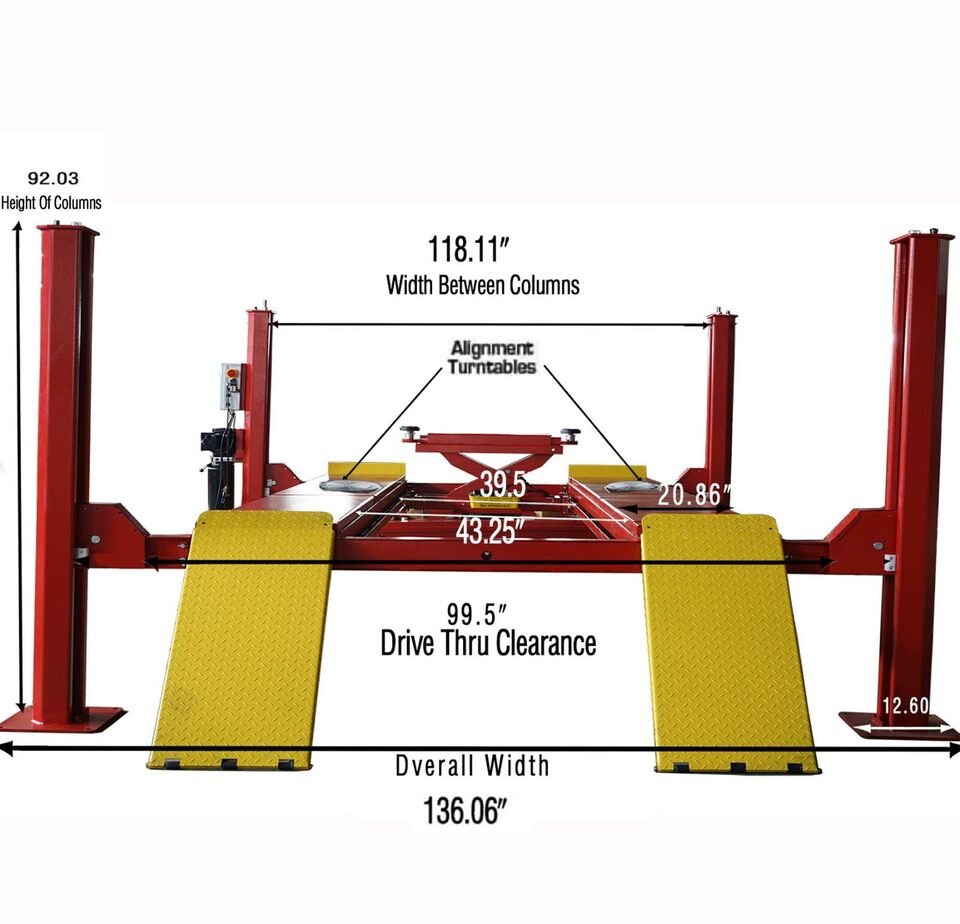 KATOOL KT-4H150 15000 lbs Four Post Alignment Lift – Turbo Lifts