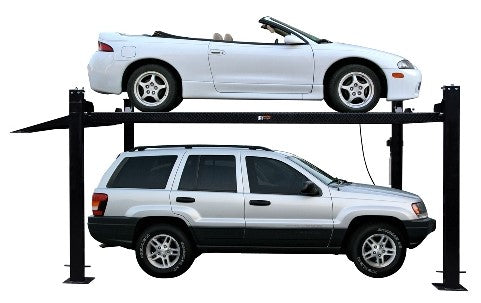 Tuxedo 8,000lb Four Post Storage Lift - FP8K-DX (With Poly Casters, Drip Trays, Jack Tray)