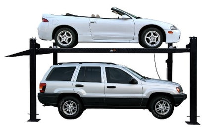 Tuxedo 8,000lb Four Post Storage Lift - FP8K-DX (With Poly Casters, Drip Trays, Jack Tray)