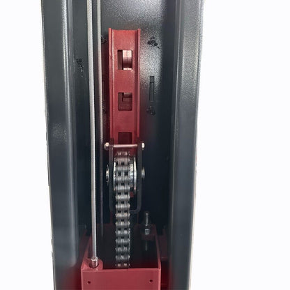 Close-up of KT-H120D mechanical components with a red and black color scheme.