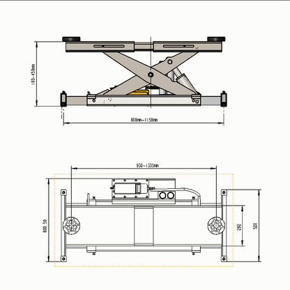 KATOOL KT-RJ70 7000lbs Rolling Jack diagram