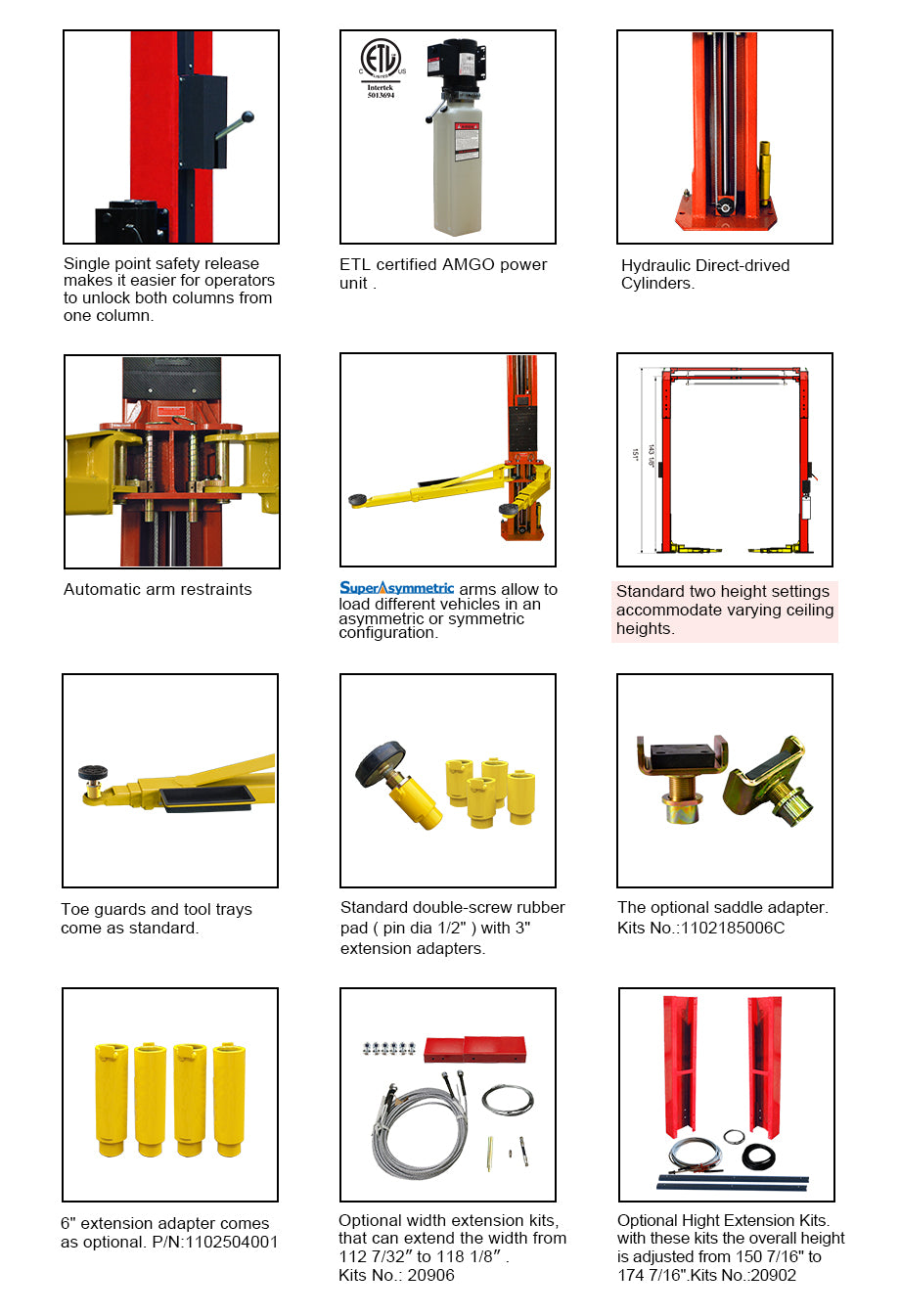 oh-9 two post lift features