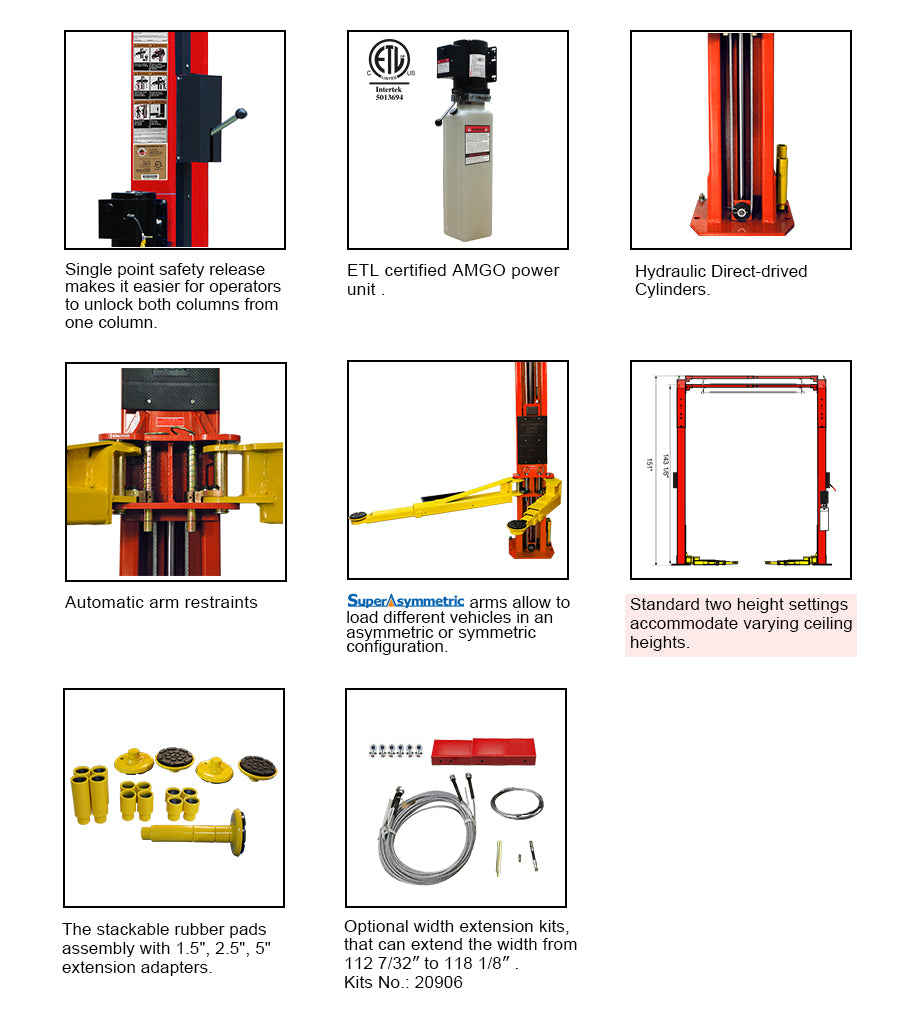 oh-10 two post lift features