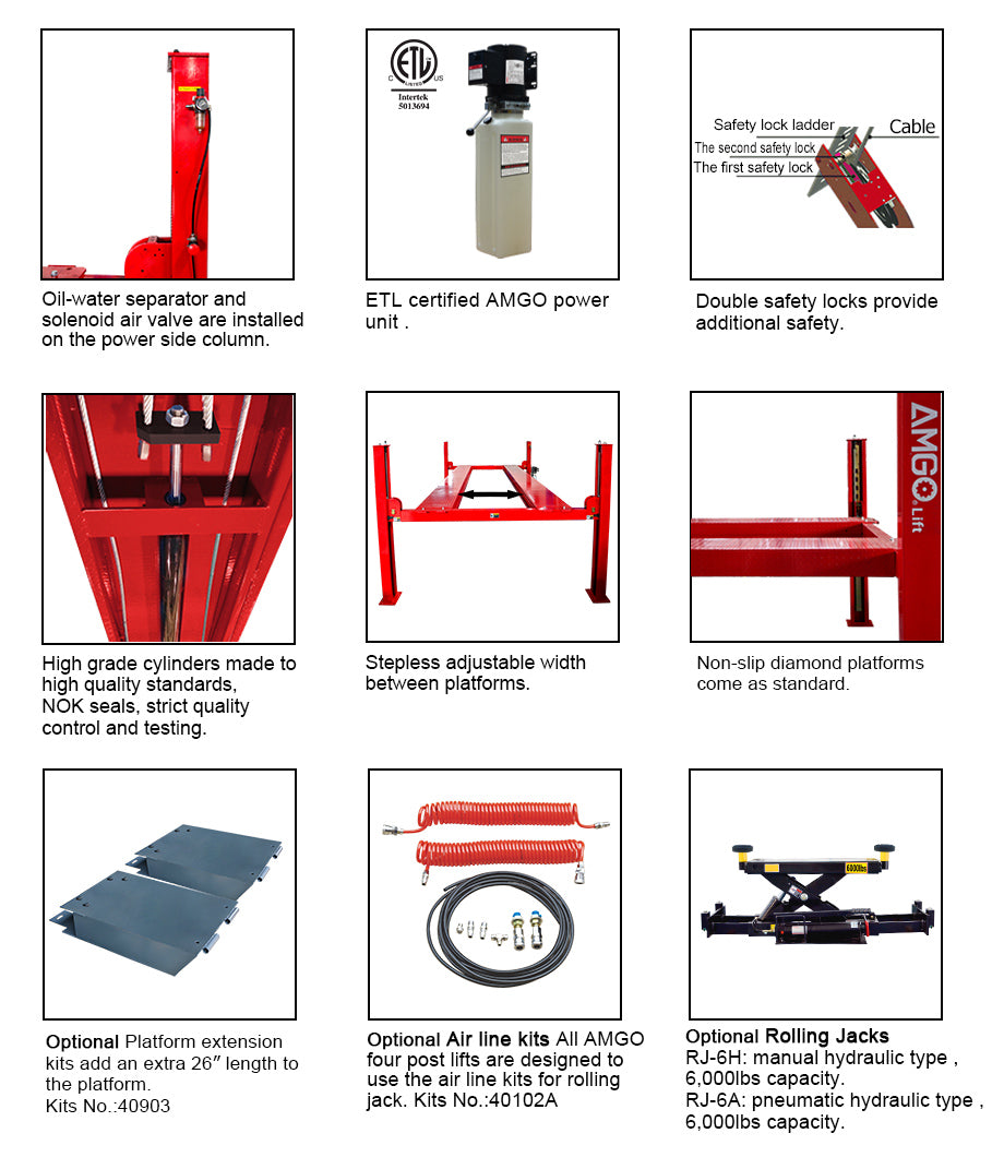 AMGO PRO-12 12,000lb Service Four Post Lift