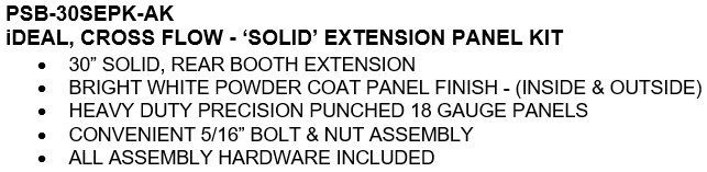 iDEAL Cross Flow Extension Kit (Solid Panel or Panel w/ Light)  - PSB-AFCF30SEPK-AK