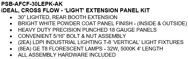 iDEAL Cross Flow Extension Kit (Solid Panel or Panel w/ Light)  - PSB-AFCF30SEPK-AK