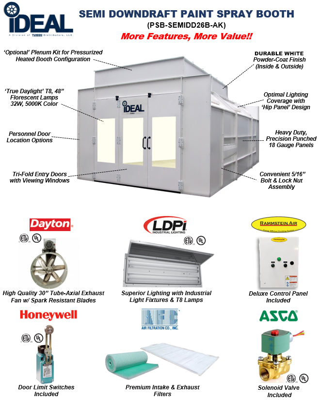 iDeal Semi Down Paint Booth - PSB-SEMIDD26B-AK