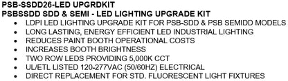 iDEAL PSB-SSDD26B-LED Lighting Upgrade Kit For iDEAL Semi Down and Side Down Paint Booth