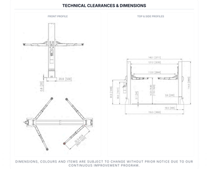 Daytona LTPF12 12,000LB Capacity Baseplate Two Post Lift diagrams