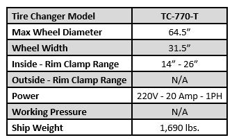 Tuxedo Truck Tire Changer - TC-770-T