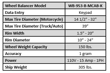 iDEAL WB-953-B-MCAB-K Motorcycle Wheel Balancer