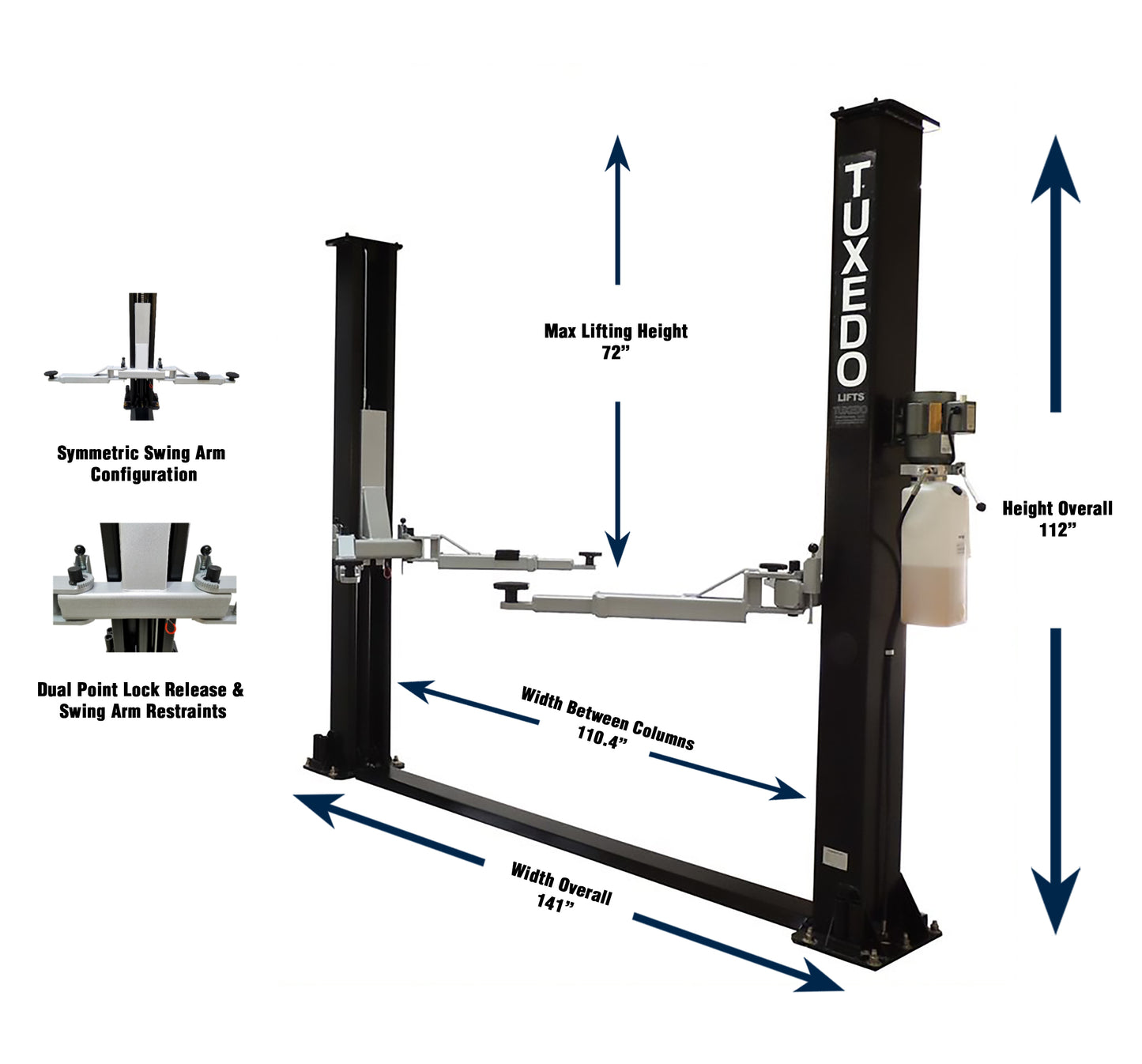 Tuxedo TP9KF-TUX 9,000lb Two Post Lift