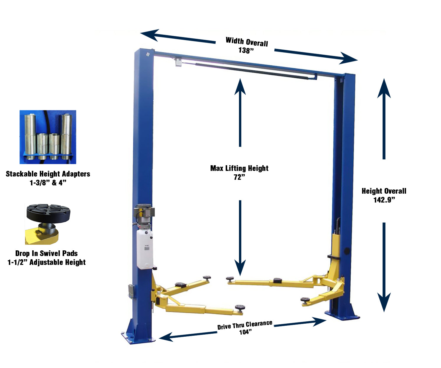Tuxedo 9,000lb Overhead Symmetric Two Post Lift - TP9KSCX