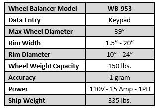 Tuxedo WB-953 Wheel Balancer with Hood Assembly