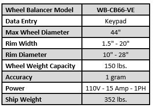 Tuxedo CB66-VE Wheel Balancer