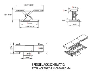 Olympic HLCJ-6 6,000 lb. Center Bridge Jack diagram
