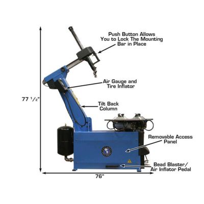 Atlas TC755 Tilt-Back Rim Clamp Tire Changer with Beadblaster