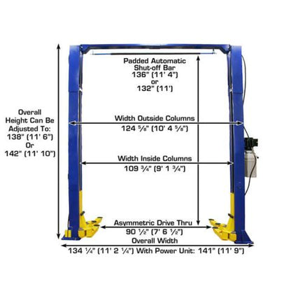 Atlas 9KOHX Overhead Two Post Lift 9K Capacity