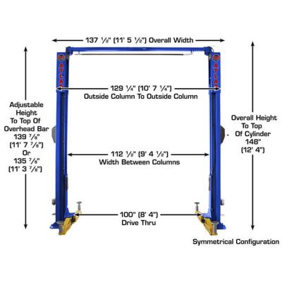 Atlas PVL10 10K Overhead Two Post Lift ALI Certified