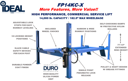 iDeal FP14KC-X 14,000 lb Four Post Service Lift