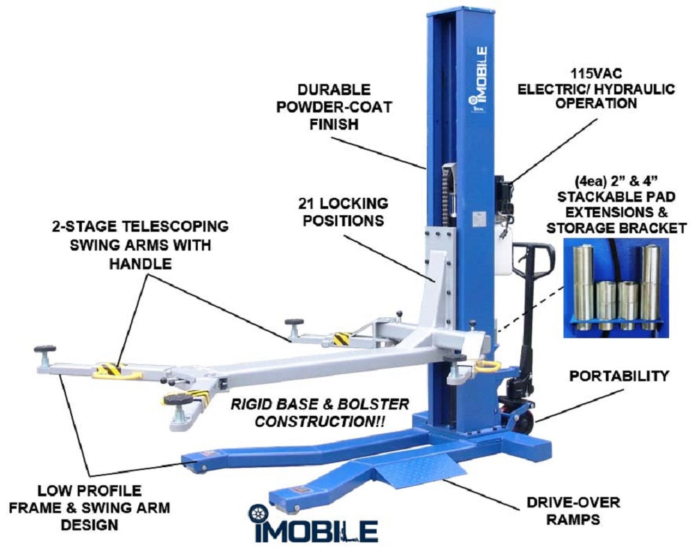 iDeal Mobile Single Column Lift 6,000lb - MSC-6KLP