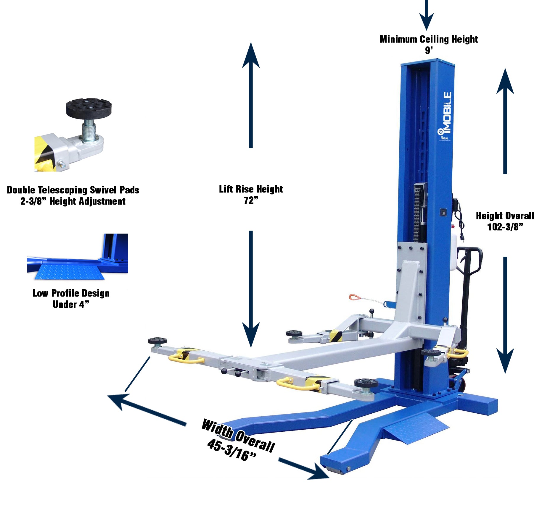 iDeal Mobile Single Column Lift 6,000lb - MSC-6KLP