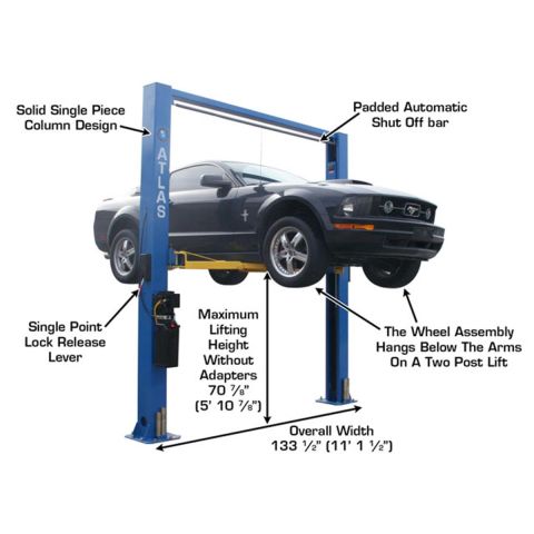 Atlas 9OHSC Overhead Two Post Lift 9,000 lb. Capacity
