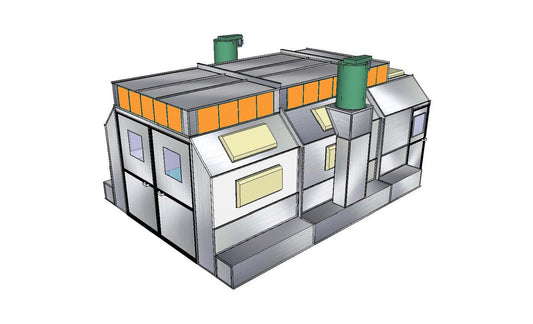 Side Down Draft Paint Booth w/ Filtered Intake Box - 18'W x 11'H x 26'L