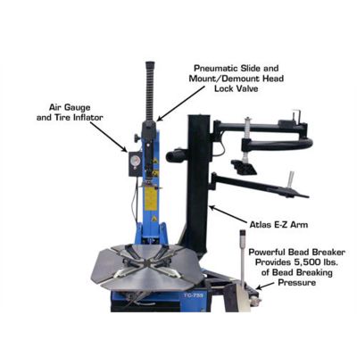 Atlas TC755EZ Tilt-Back Rim-Clamp Tire Changer with E-Z Arm