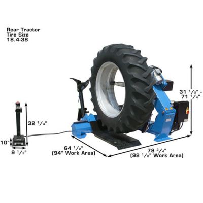 Atlas TTC303 Large Truck Tire Changer with specifications shown