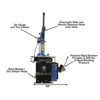 Atlas TC755 Tilt-Back Rim Clamp Tire Changer with Beadblaster